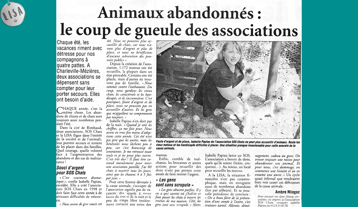 Animaux abandonnées: le coup de gueule des associations - Associaiton LISA