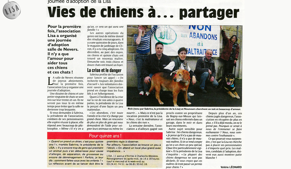 Vie de chiens à ... partager - Association LISA