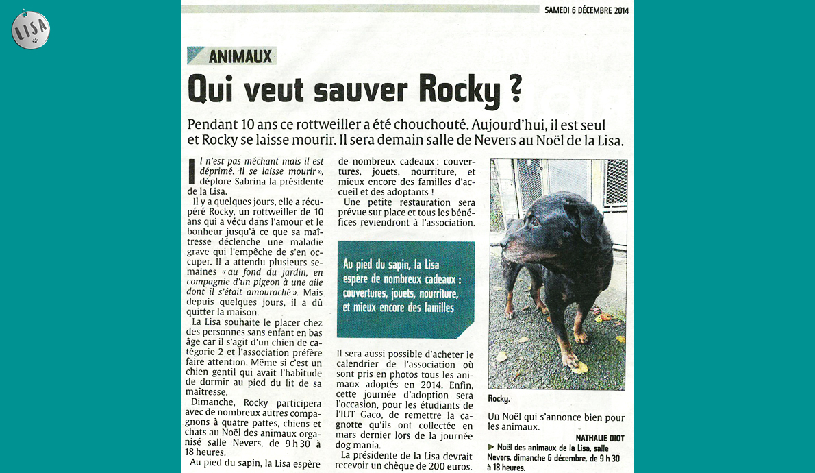 Qui veut sauver Rocky ? - Association LISA