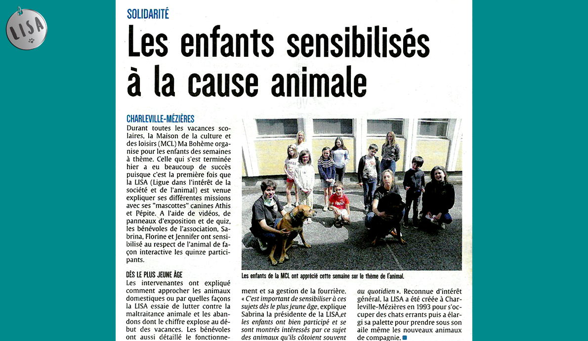 Les enfants sensibilisés à la cause animale - Association LISA